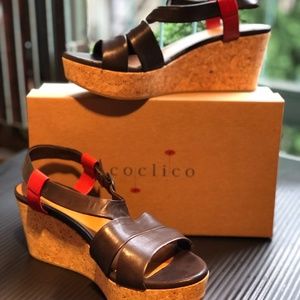 Coclico wedge sandal - rare black with red detail